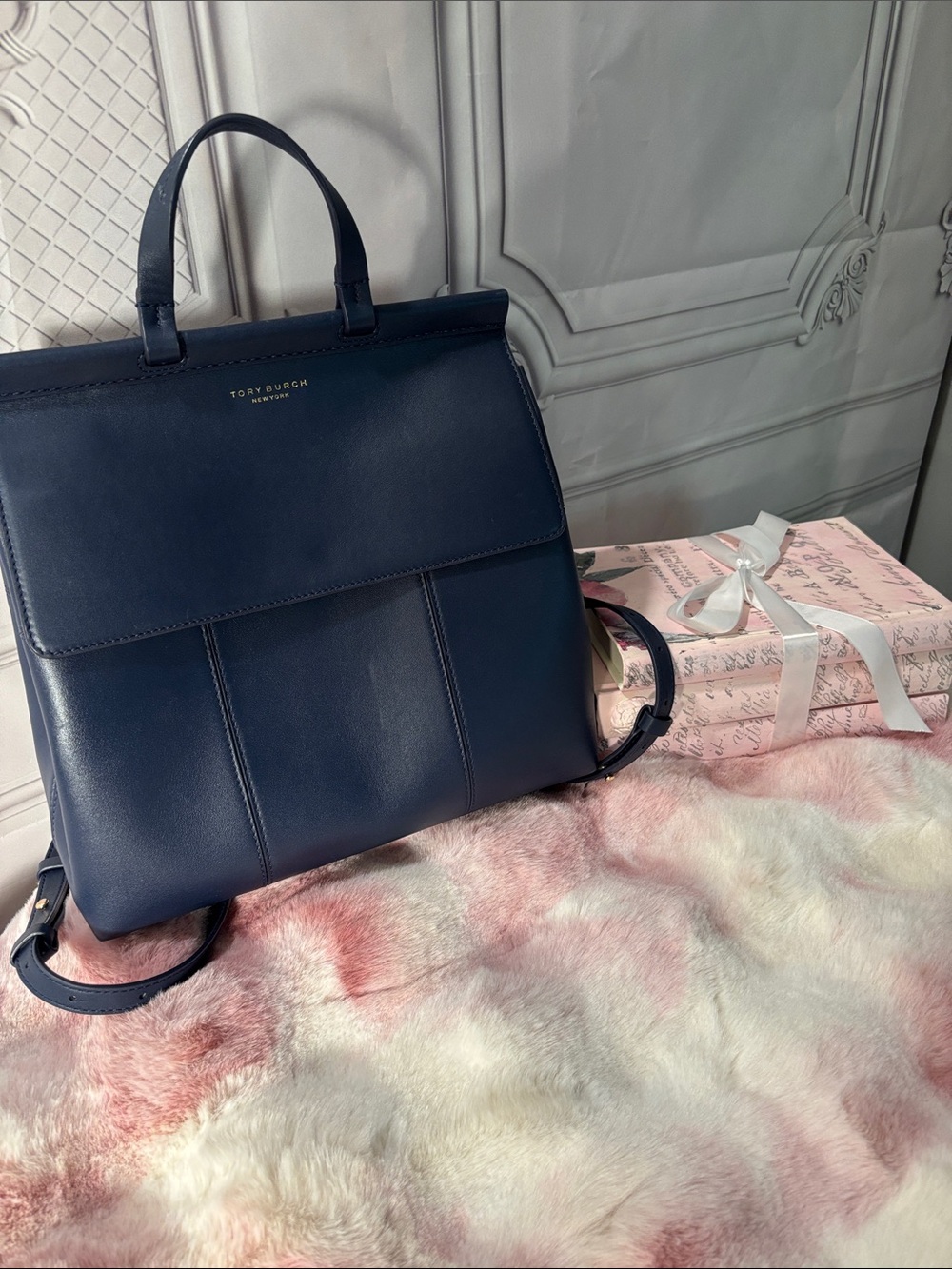 Tory Burch Navy Leather Backpack